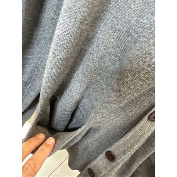 Land's End Men's M Sweater gray Cardigan Vneck Pockets long sleeve Supima Cotton - Picture 6 of 13